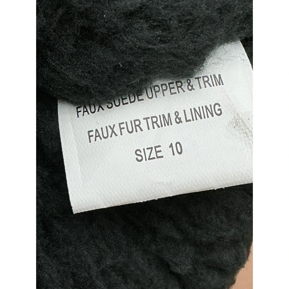 Muk Luks Ankle Boots Womens 10 Ebony New Faux Suede Fur Knit Trim